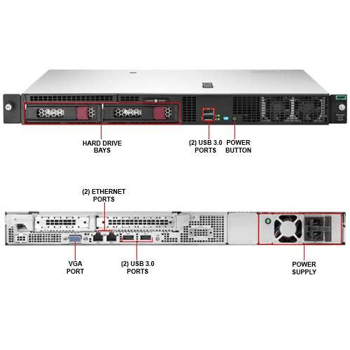 Alternative view of HPE ProLiant DL20 Gen10 server